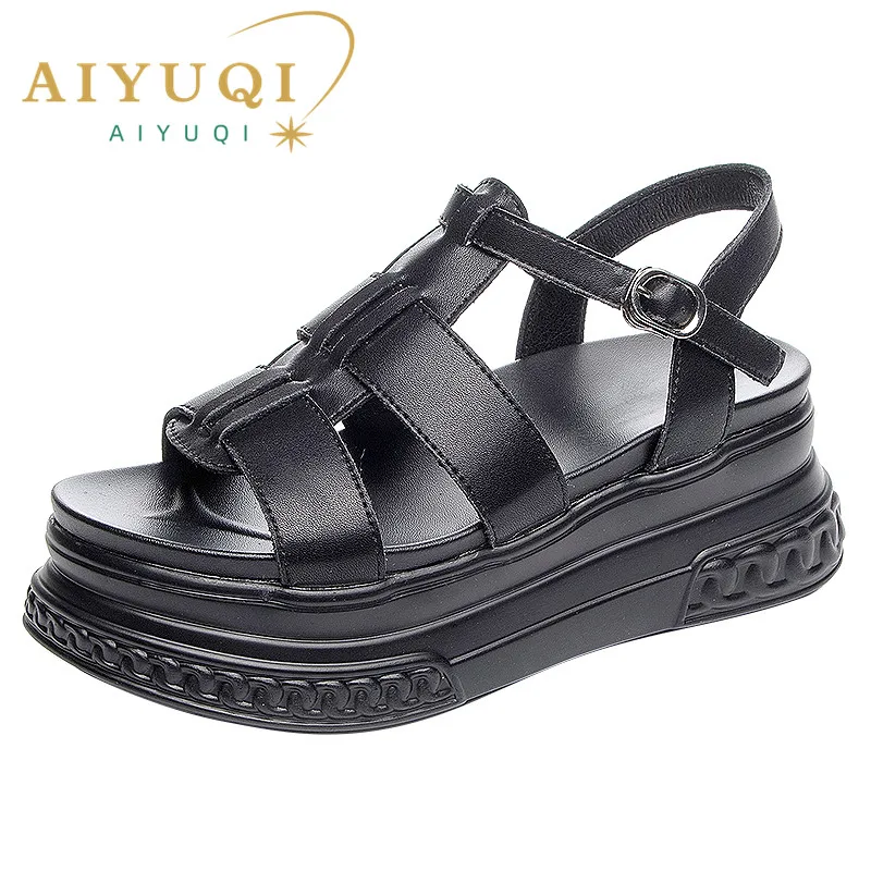 AIYUQI Summer Sandals Women Trend Genuine Leather Women Roman Sandals Korean Platform Open Toe Women's Sandal