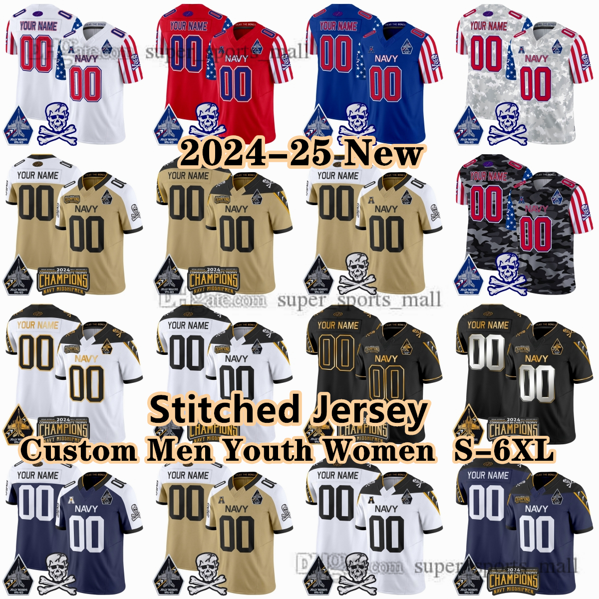 2024 Jolly Rogers Patch Navy Midshipmen College Jerseys 11 Blake Horvath 22 Eli Heidenreich 44 Colin Ramos 1 Dashaun Peele Woodson Tecza Hutchison Chatman Fofana