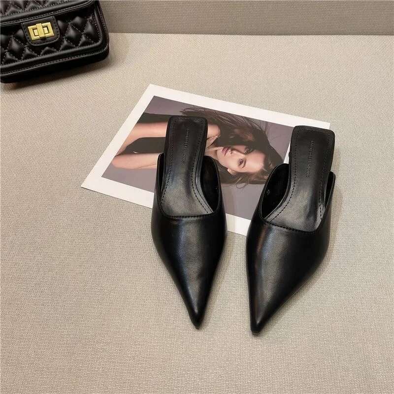 Women's Pu Lacquer Leather Low Heeled Sandals New Summer Woman Outdoor Versatile Slim Heel Square Open Toe Slippers