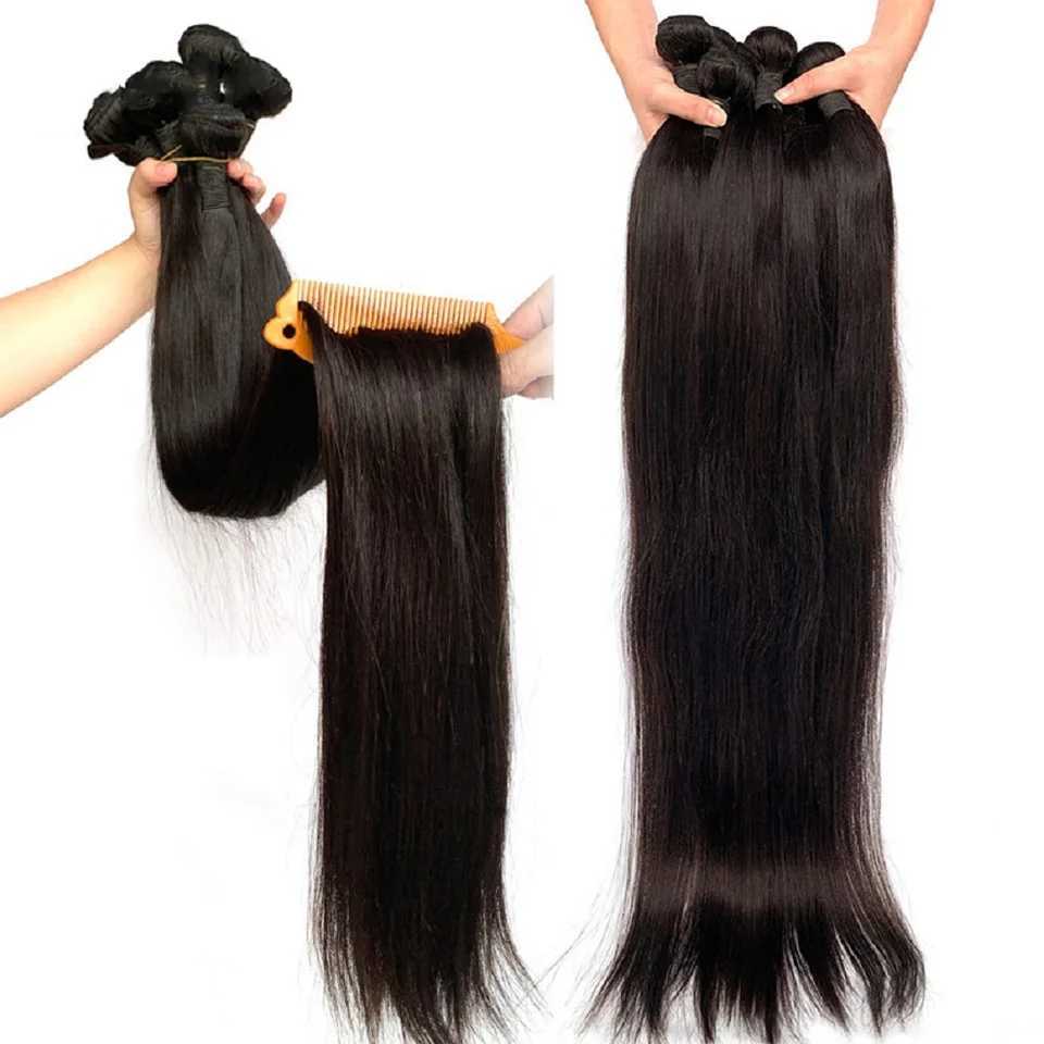 Straight 3/4 bundle with closed human hair Brazil womens hair ribbon closed 4x4 13x4 lace tie bundle W241221