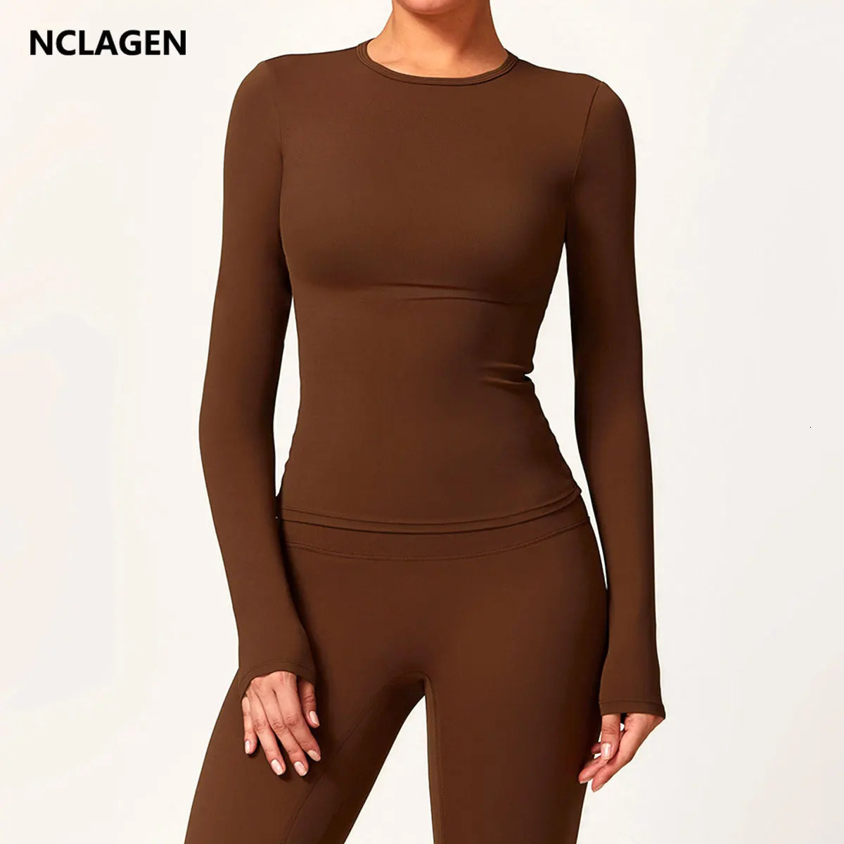 NCLAGEN Long Sleeve Workout Top Gym Pilates Clothes Women Active Wear Sports Shirt Elastic Fitness Yoga Clothing Running Shirts 241218