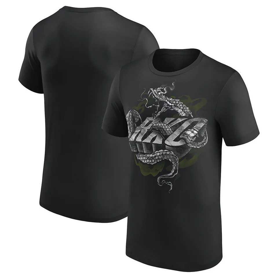 Men's T-Shirts Mens black Randy Orton RKO metal T-shirt summer short sleeved womens T-shirt 2024 new childrens clothing J241214