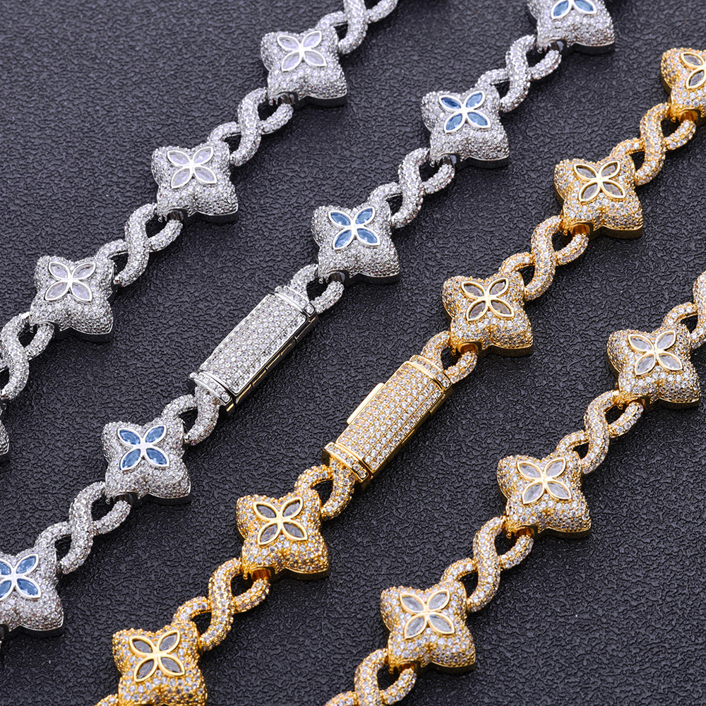 Custom Colorful Cross Flower Infinite Chain Necklace Bracelet Women Men Jewelry Set