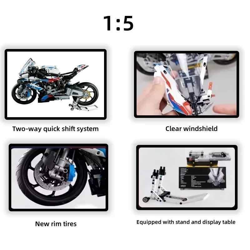 New 1900+PCS technology for ultra high speed motorcycle MoC building blocks compatible with motorcycle models educational bikes building blocks toys g