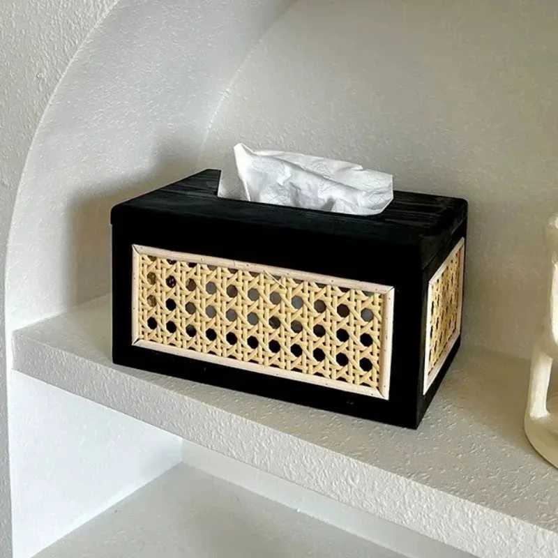 Nordic Rattan tissue box lifestyle Ro bedding desktop napkins wet tissue containers wooden crates bathroom paper racks decoration Y241218