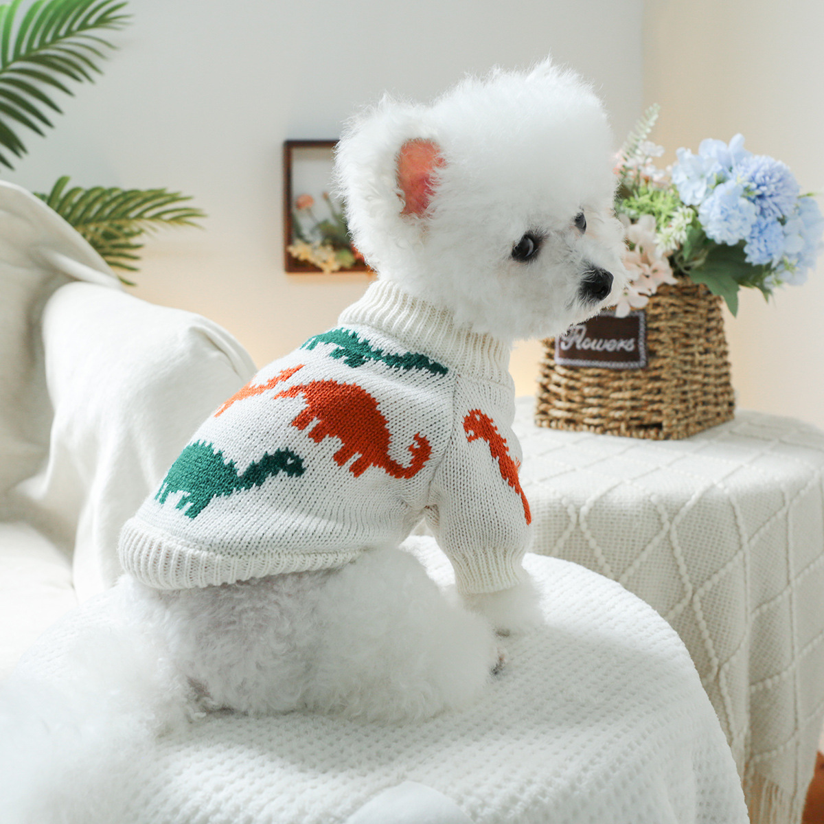 2024 new pet clothing Dog clothing Dog Apparel Pet Clothes Soft colorful dinosaur sweater