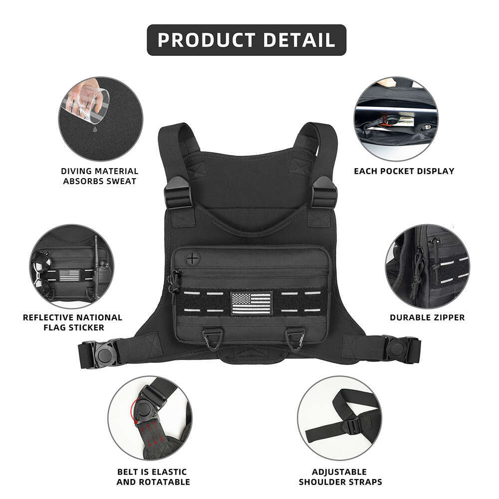 Backpack Sports Bag For Men, Tactical Backpack Fits Pistol, Adjustable Anti Theft Chest Pack Breathable Running Vest Pouch