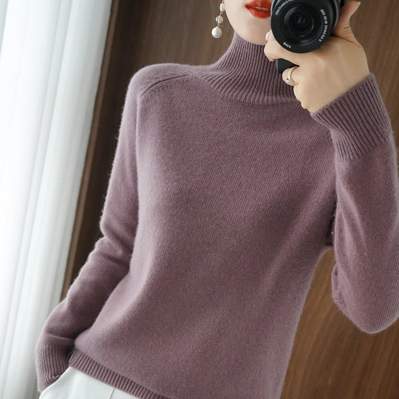 Casual Autumn Winter Women Sweaters Turtleneck Long Sleeve Thick Warm Pullovers Fashion Korean Knitwears Basic Jumpers 241217