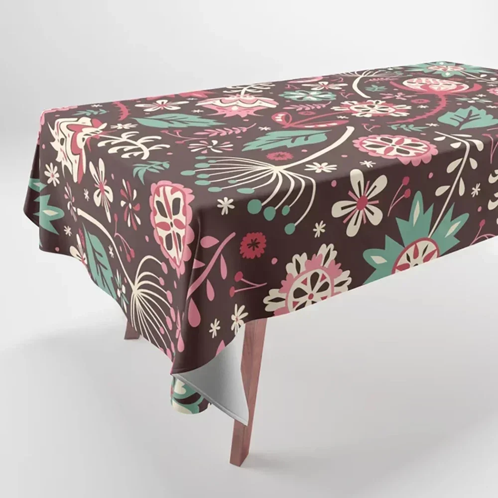 Boho Botanical Pattern Printed Tablecloth Home Decor Rectangular Party Stain Resistant Dust Cloth BBA174
