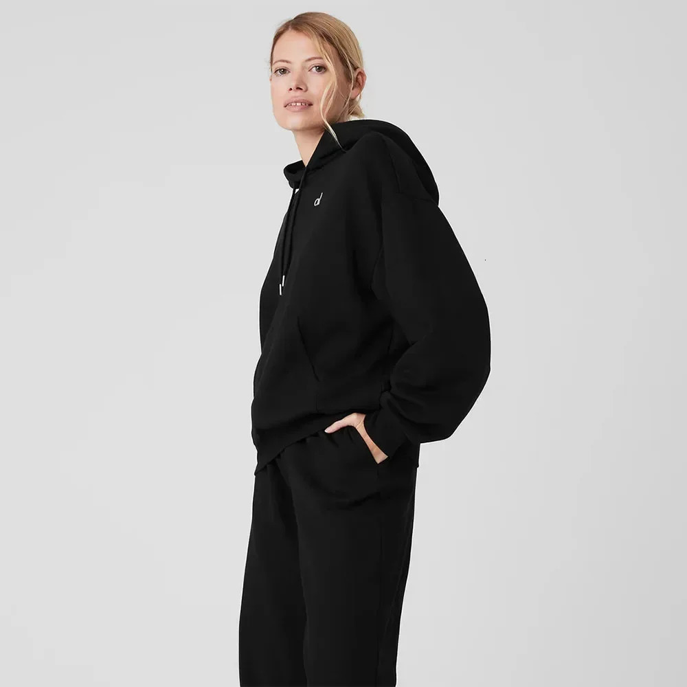 Accolade Hoodie Drawstring Versatile Pure Cotton Pullover Sports Outdoor Top Yoga Shirts Hooded Loose American 241218