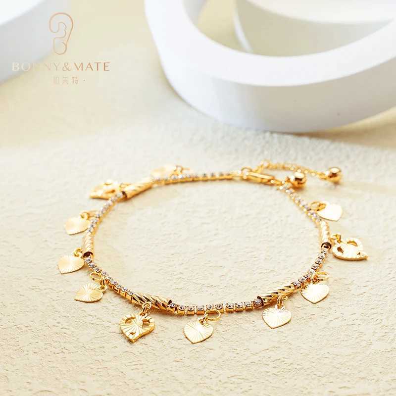 gold-plated womens with adjustable zirconia designer heart-shaped tennis chain beach pendant ankle bracelet fashion jewelry W241217