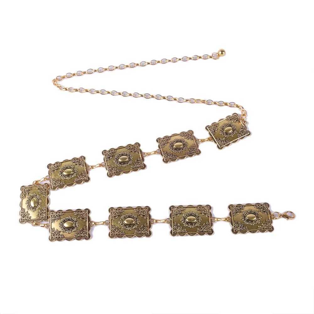 New womens belt with fashionable retro style metal border decoration waist chain accessories W241218