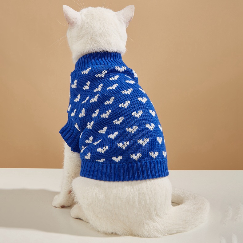 Autumn and winter warm red pink love dog clothing sweater skirt Holiday Christmas New Year pet clothing wholesale