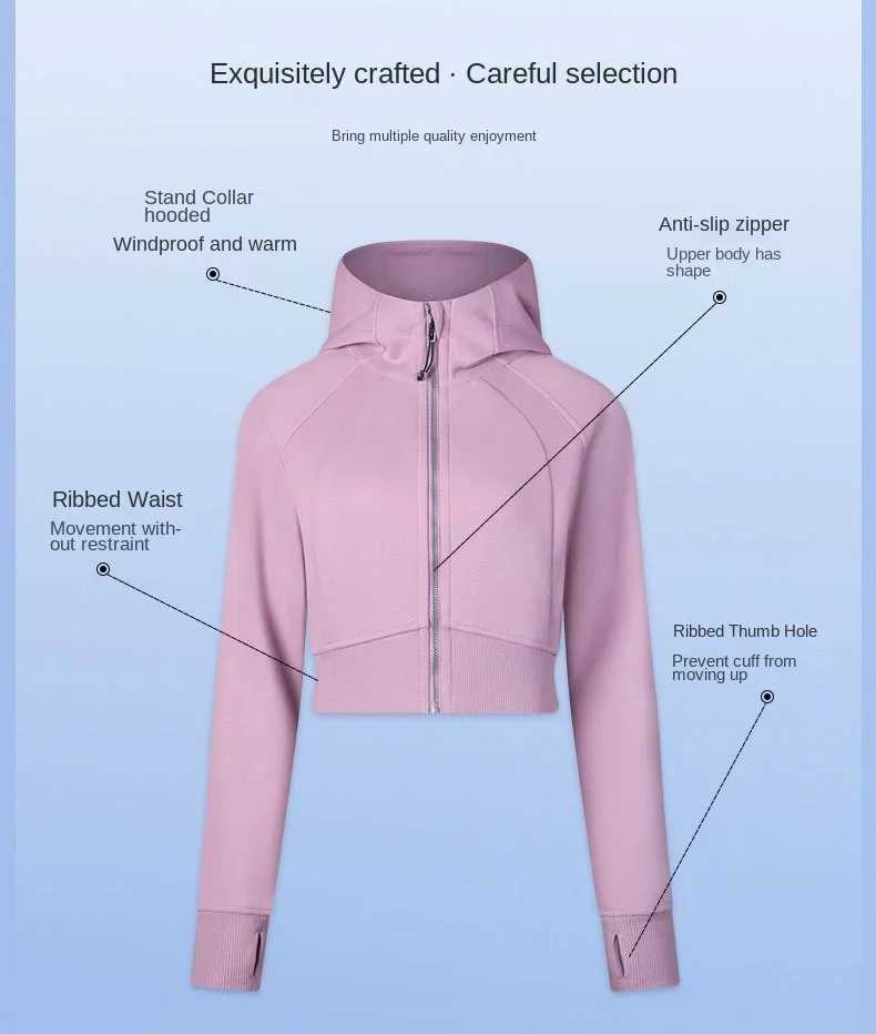 Women's Hoodies Sweatshirts Custom womens clothing 320G autumn and winter new zipper hoodie cotton polyester sweater casual short top jacket Y241