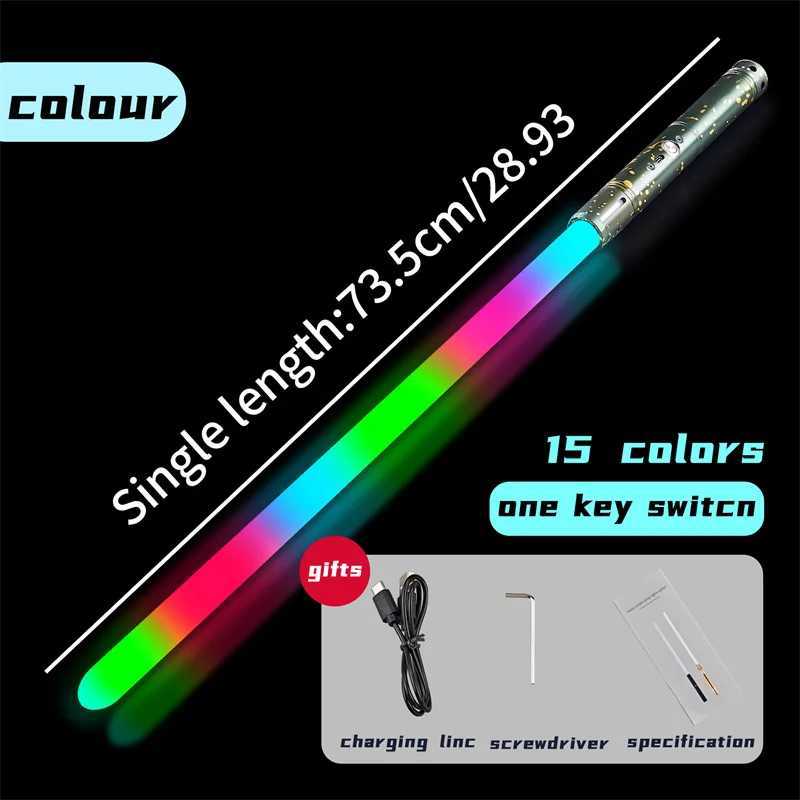 REikirc 2 in 1 Lightsaber 15 Colors 17 Pixel Light Effects Light Saber Metal Laser Sword Rechargeable Toys Party Luminous Swords W241218