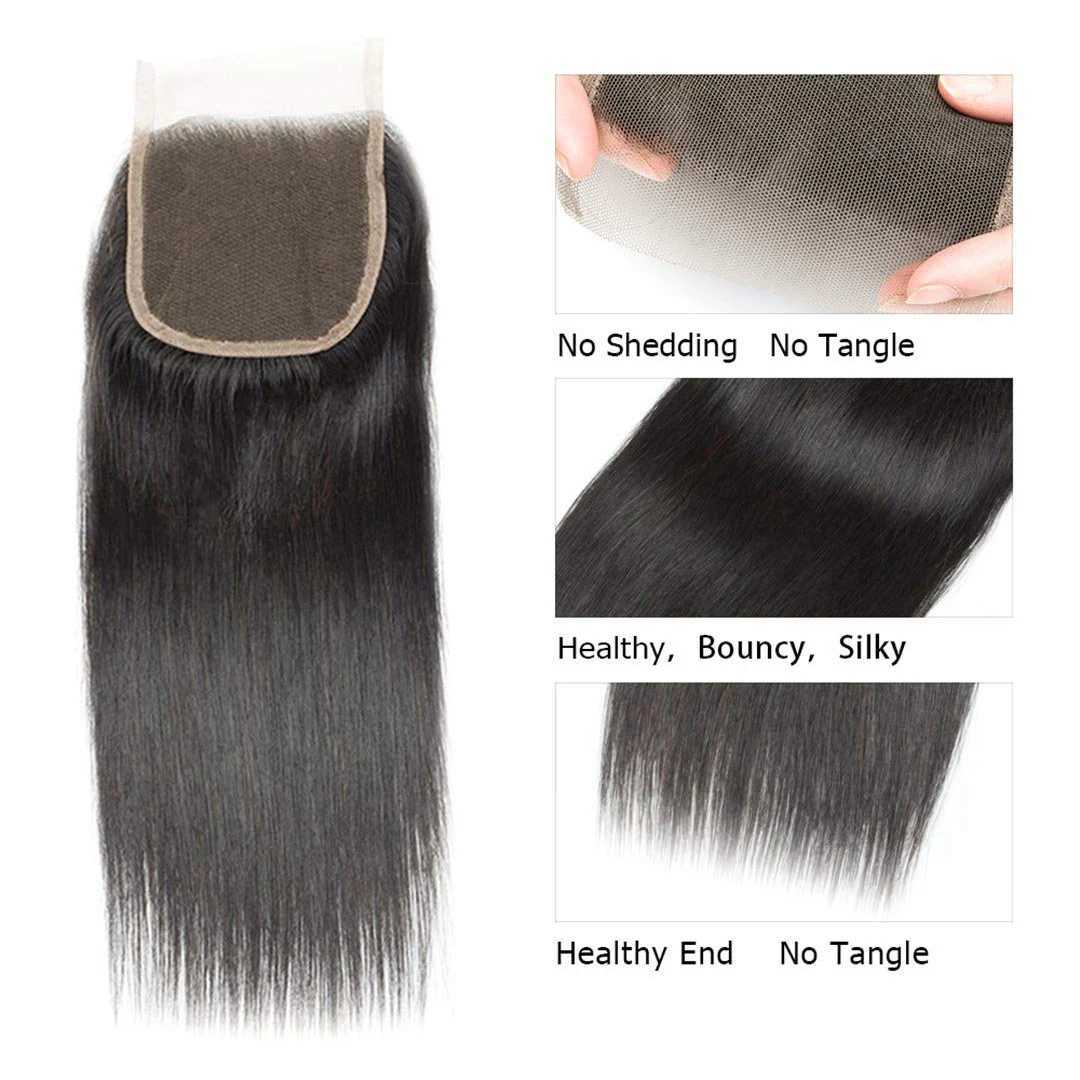 12A Peru straight bundle with Clossure 3 bundles with closed unprocessed virgin short hair Bob human hair bundle extension W241221