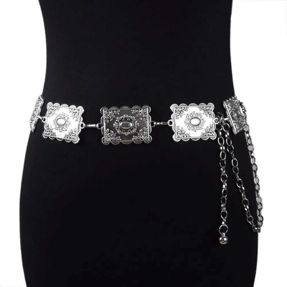 New womens belt with fashionable retro style metal border decoration waist chain accessories W241218