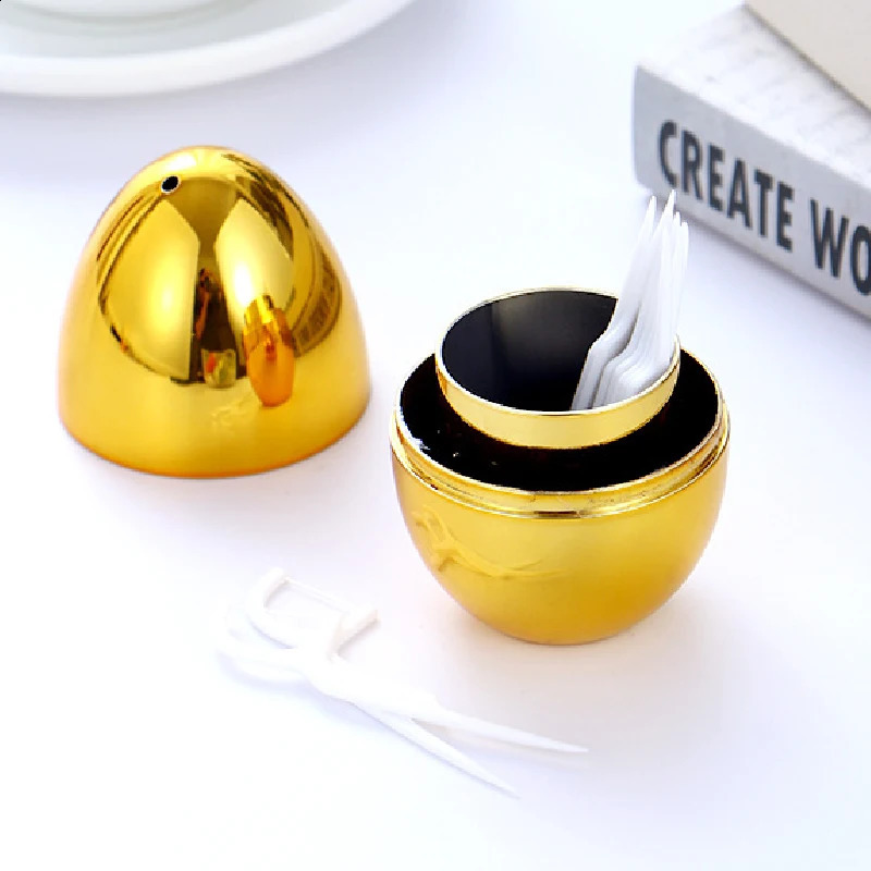 Creative Egg-shaped Toothpick Jar Electroplating Plastic Gold and Silver Toothpick Box Storage Box Ornaments Home Decoration 241212