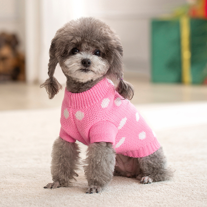 Cross border Pet clothing New Fall/winter hooded two-legged striped knit Christmas sweater Dog supplies