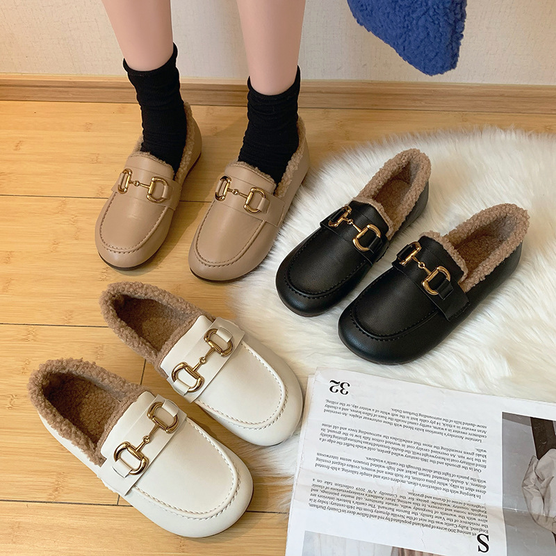 For Ddmywed Hairy Women Wearing Autumn And Winter M Ller New Model Internet Famous Lazy Shoes Low Heel With Velvet Toe Cap Half Slippers Chinese Brand