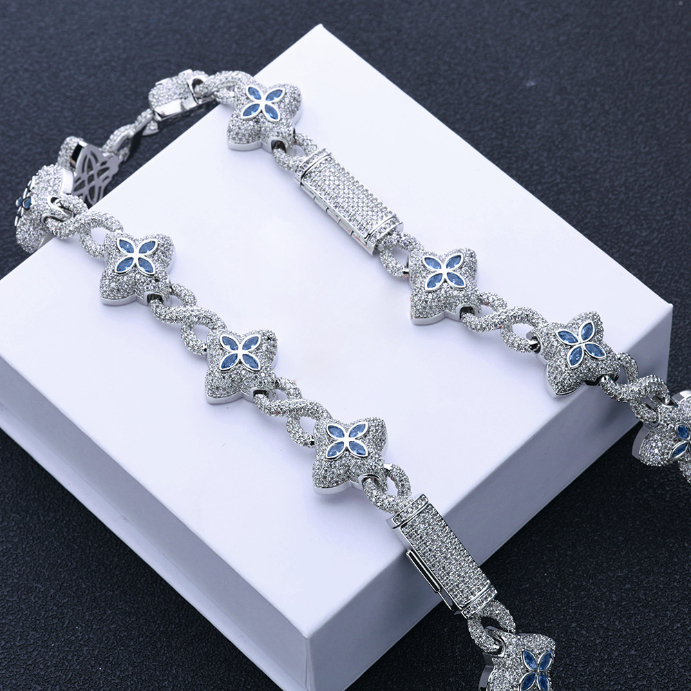 Custom Colorful Cross Flower Infinite Chain Necklace Bracelet Women Men Jewelry Set