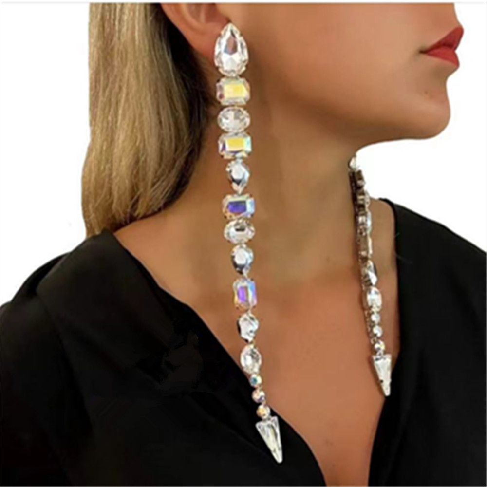 AB Color Crystal Drop Earrings 3PCS/LOT Luxurious Long Tassel Dangle Earrings with European and American Style
