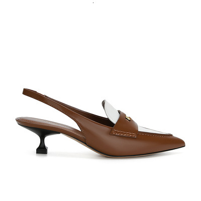 Instant Su Yinyin Same Style Shoes With Small Gold Coins, Genuine Leather Pointed Head, Thin Heels, Back Air Sandals, Female OL Commuter Shoes, Spring