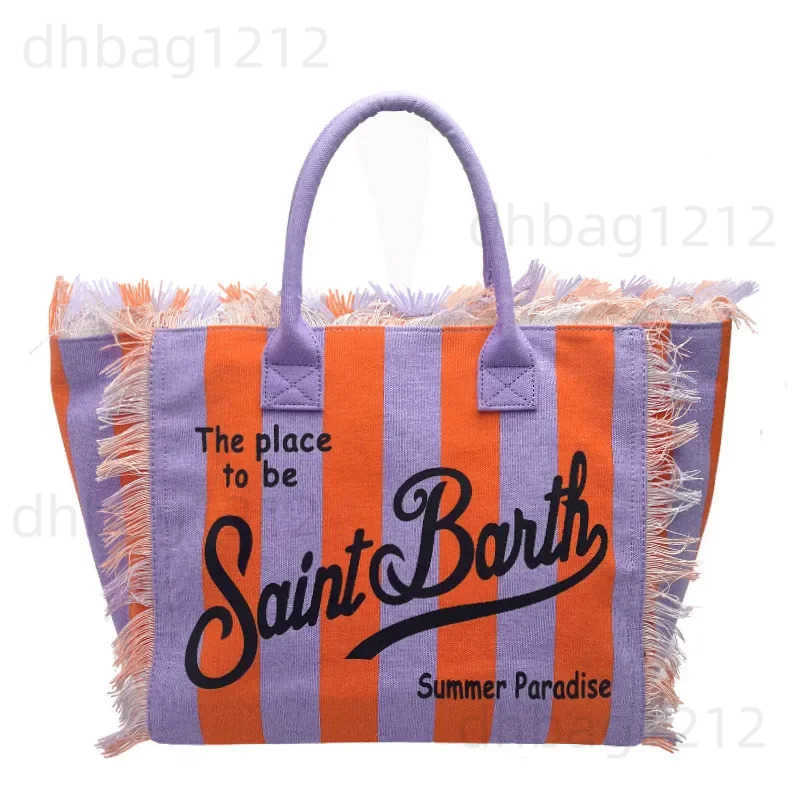 Totes Saint Fashion Comfortable Casual Travel Canvas Bag Striped Handmade Light Luxury New Womens Large Capacity T241218