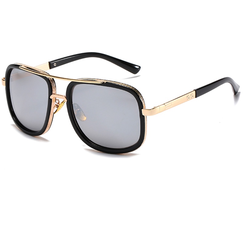 Oversized Square Sunglasses Men Mach One Luxury Brand Women Sun Glasses Male Retro Vintage Steampunk Metal Classic Flat Top Mirror Gold JH04 IVISTA