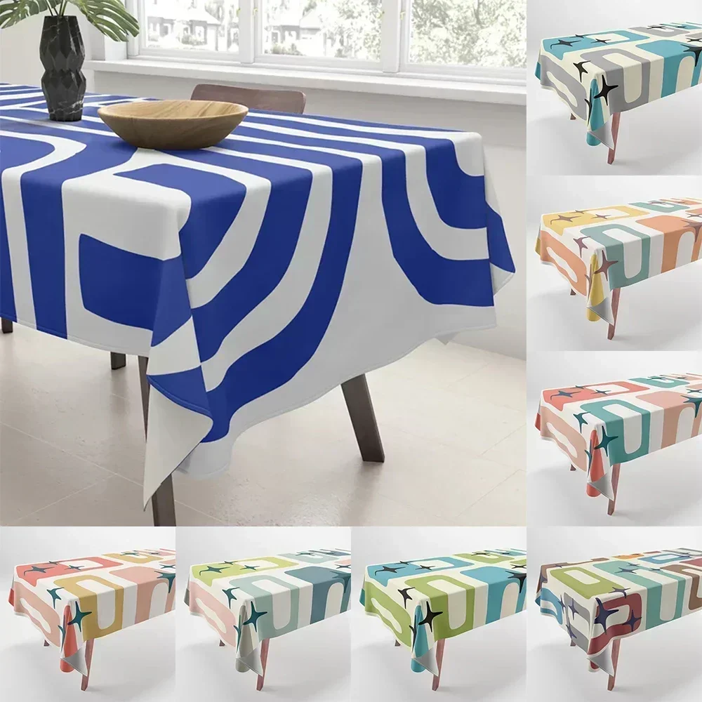 White Alphabet Pattern Printed Tablecloth Home Decor Rectangular Party Stain Resistant Dust Cloth SPC18