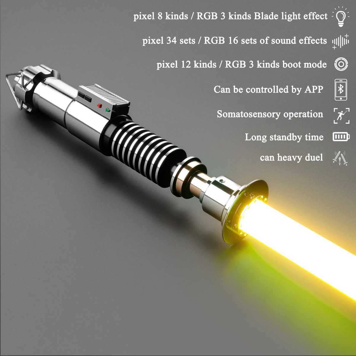 JOYACESABER Luke Lightsaber Smooth Swinging Xenopixel 3.0 Laser Sword with 34 Font Bluetooth Heavy Duel Pixel Sabre Toy W241218