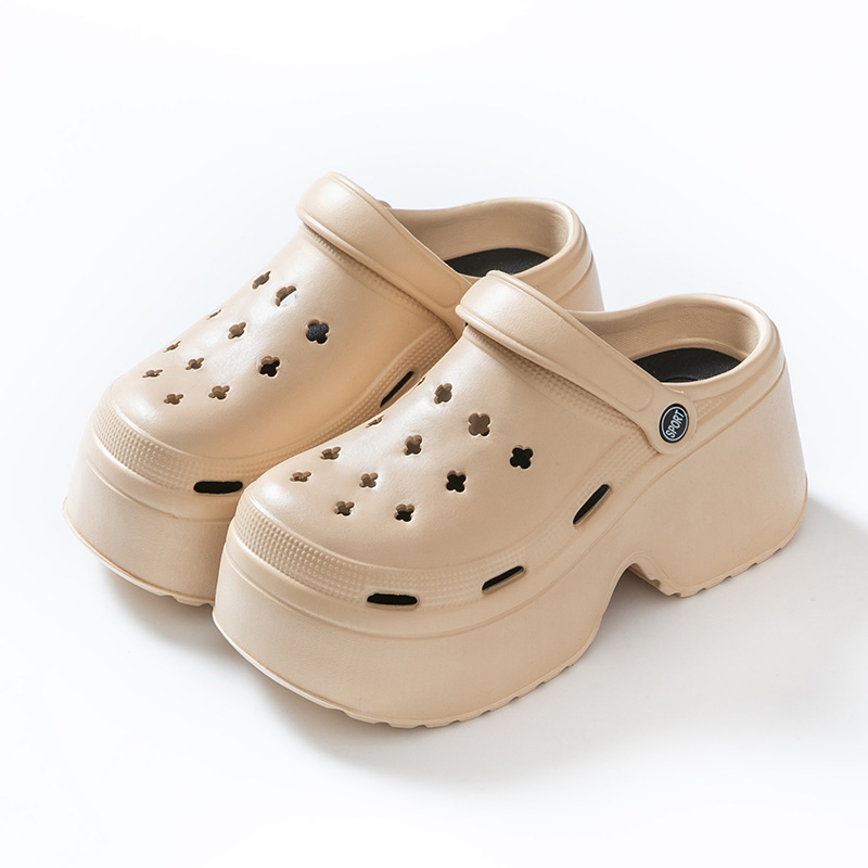 Women's Hole Shoes Thick Sole Slippers Indoor Anti Slip Thick High Heels Sandals Summer Slippers Outdoor Beach Sandals 2025