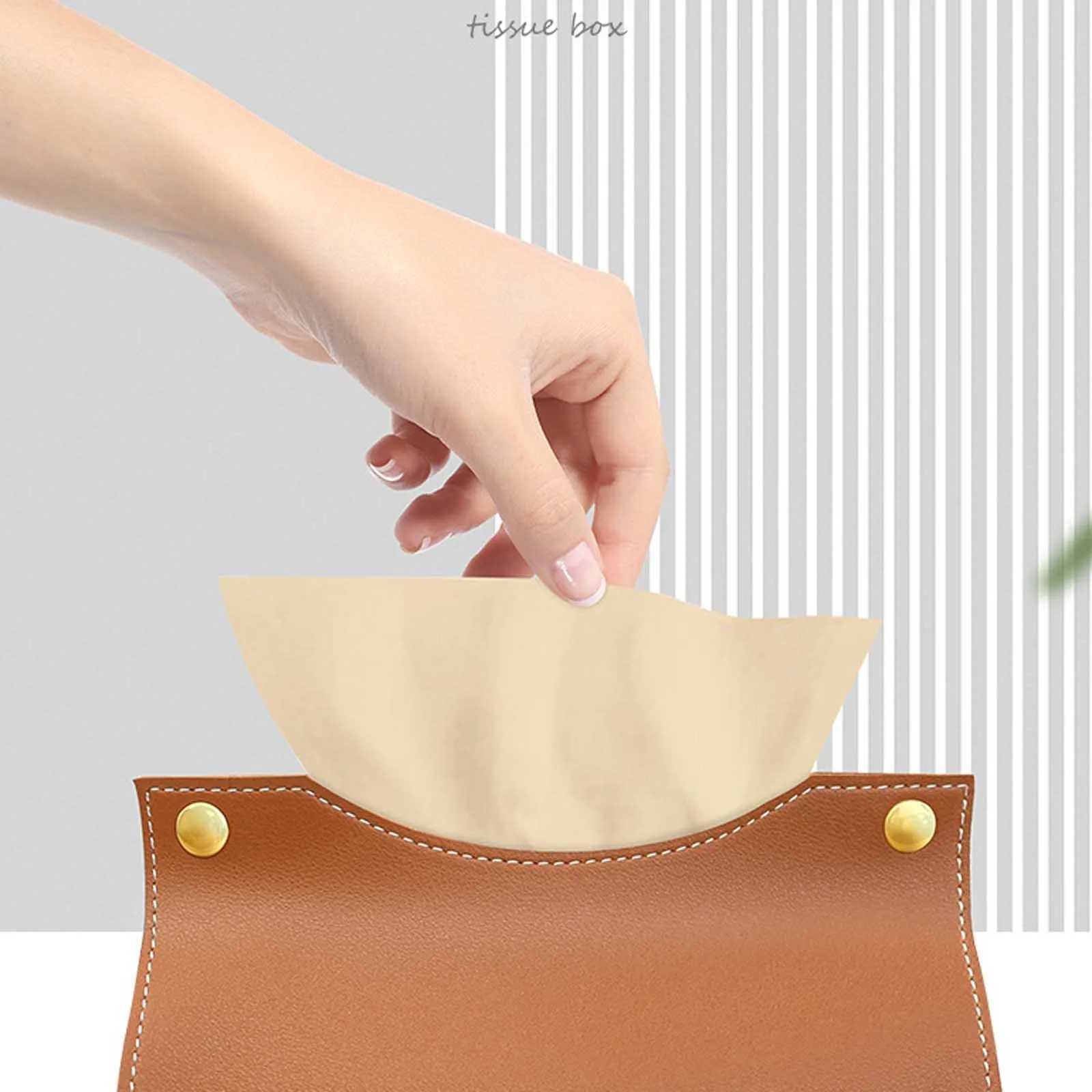 Universal PU leather tissue box napkin holder car tissue box his life Ro desktop paper towel dustproof storage cover Y241218