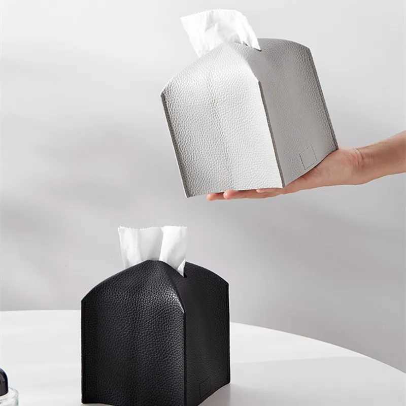 Modern PU Leather Square Tissue Box Cover Holder-Decorative Holder/Organizer for Bathroom Vanity Countertop Night StandsOff Y241218