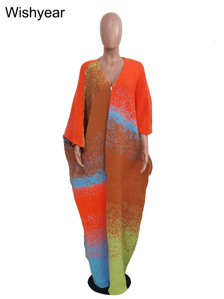 Winter Fashion Open Front Cardigans Coats Cloak Women Gradual Printed Loose Long Jacket Oversize Windbreaker African Streetwear 241217