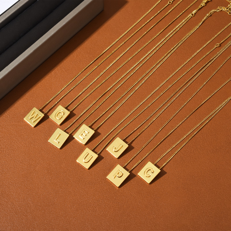 Free shipping gold square geometry designer pendant necklaces for women girls link chain short choker letters necklace jewelry wholesale Free shipping