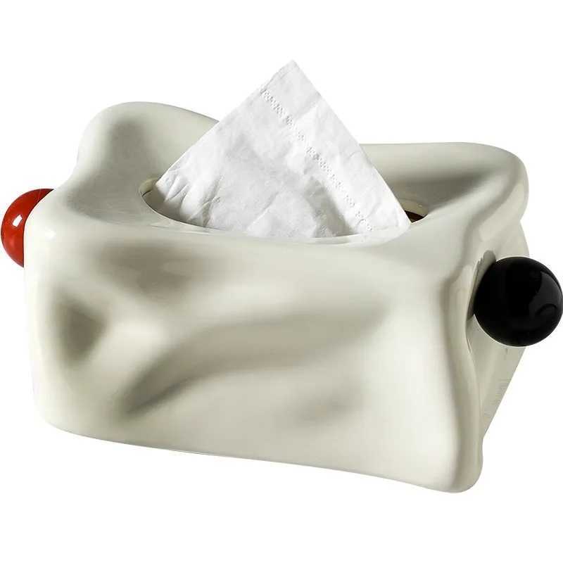 Ceramic tissue box with silver pleats Geely sphere black ball paper towel rack napkin holder desktop storage container Y241218
