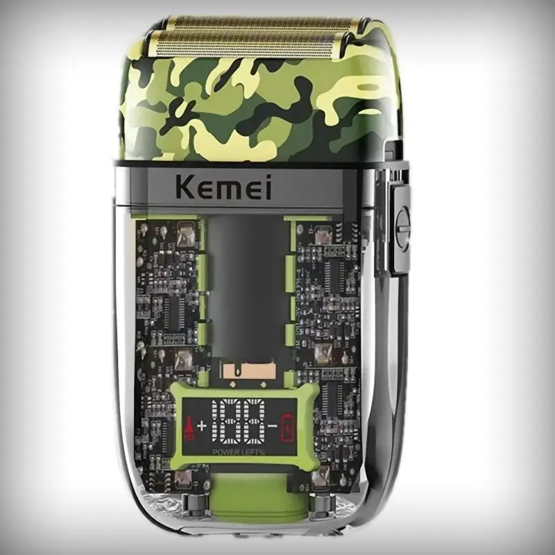 Men Shaving Machine Afeitadora Electrica Kemei Km Tx7 Usb Charging Transparent Camouflage Waterproof Electric Razor For Men 241218