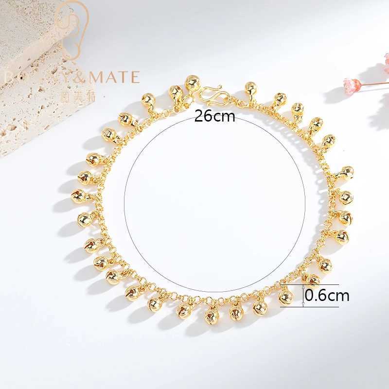 Temperament Luxury Fashion Jewelry 24k Gold Plated Anklet for Women Cute Bell Pendant Womens Anniversary Gift W241217