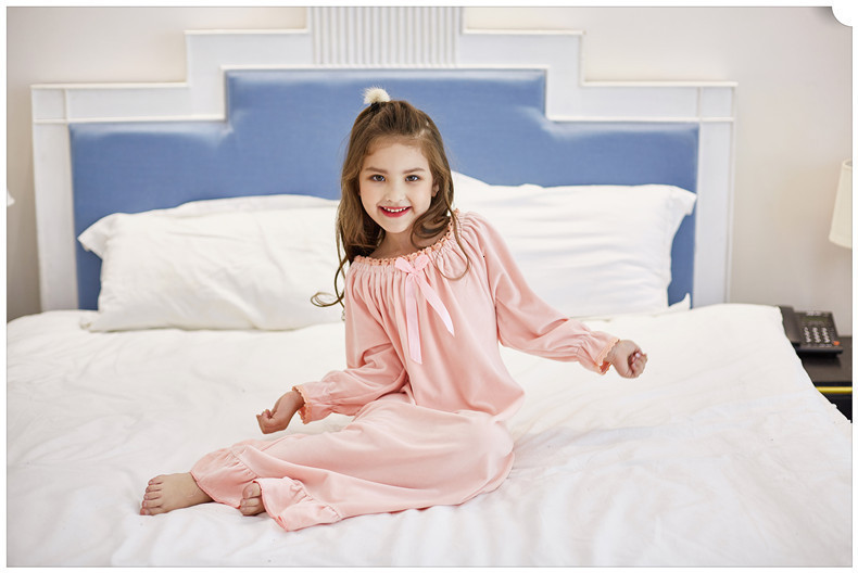 Pajamas Vintage Children Sleepwear Girl Lolita Dress O Neck Princess Pajama Nightdress Cute Cotton Toddler Kid Ruffles Nightgowns 11T 220922