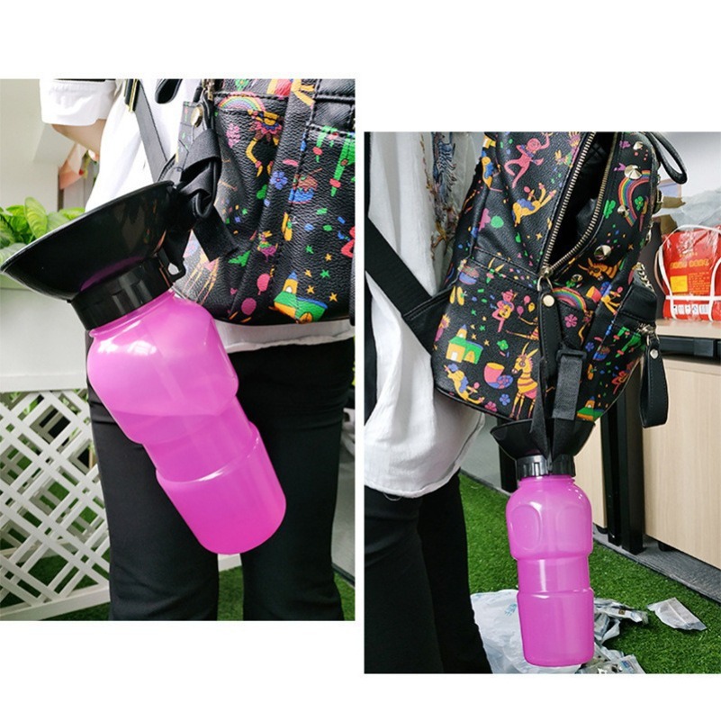 free shipp ing Portab l e Pet Bott l e Extrusion Large Travel Cup 500 ml Outdoor Drinking Water Feeder Bowl for Dog Cat