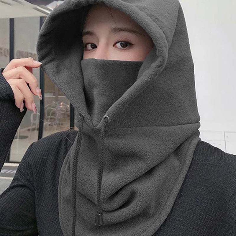 Winter Thermal Neck Warmer Outdoor Fleece Balaclava Scarf Skiing Face Mask Snood Hood Hat Windproof Keep Warm Cycling Cap 241217