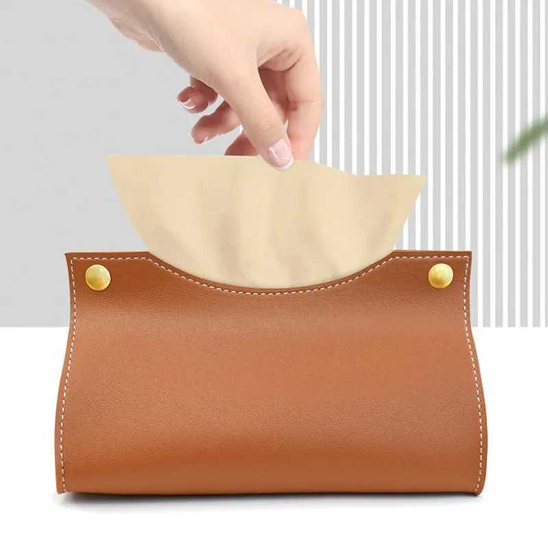 Tissue Box Holder He Living Ro Coffee Table Desktop Simple Napkins Paper Boxes Kitchen Storage Paper Boxes PU Leather Organizer Y241218
