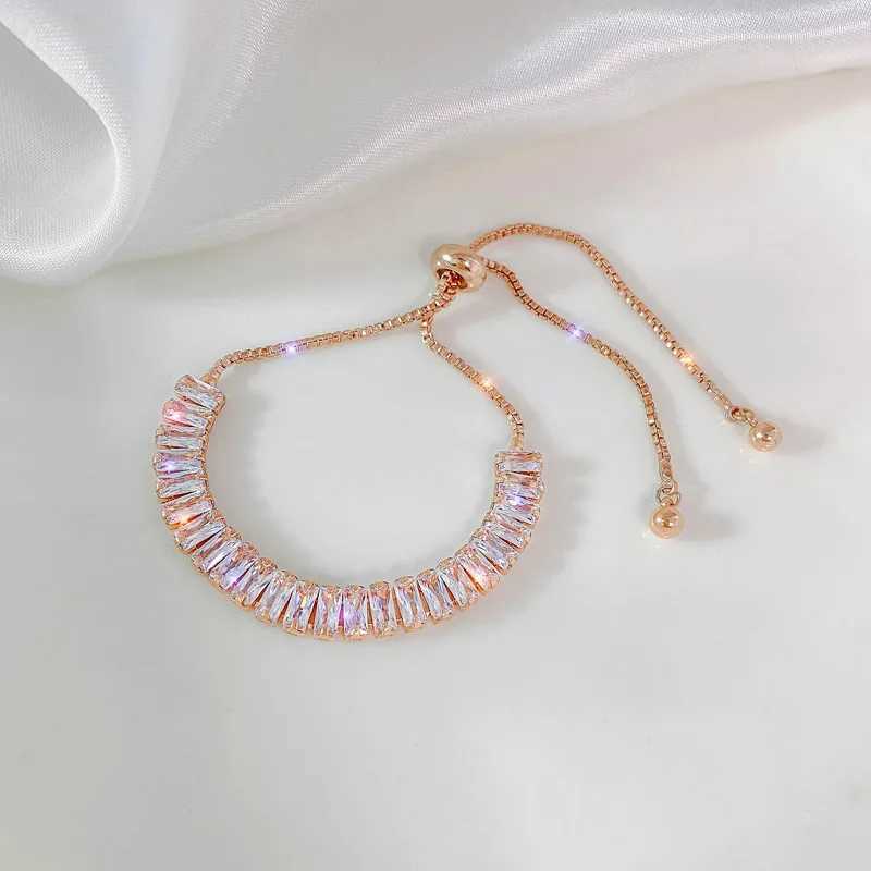 Full of Rhinestone Stainless Steel Bracelet for Women 2022 New Designer Shiny Luxury Zircon Adjustable Bracelets Jewelry Gift XJ250707