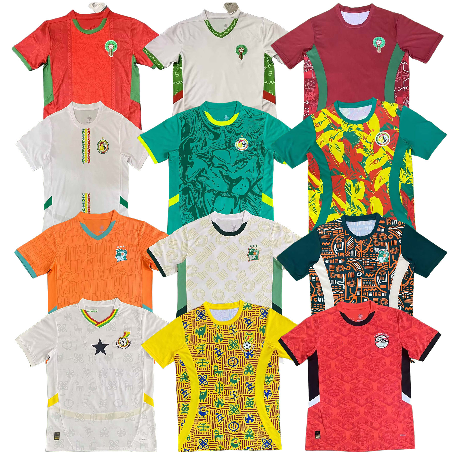 Egypt Senegal Morocco Ghana Ivory Coast Soccer Jersey 2024 2025 Maroc Africa Cup HAKIMI Ziyech GUEYE home away pre math training football shirt uniforms maillot kit
