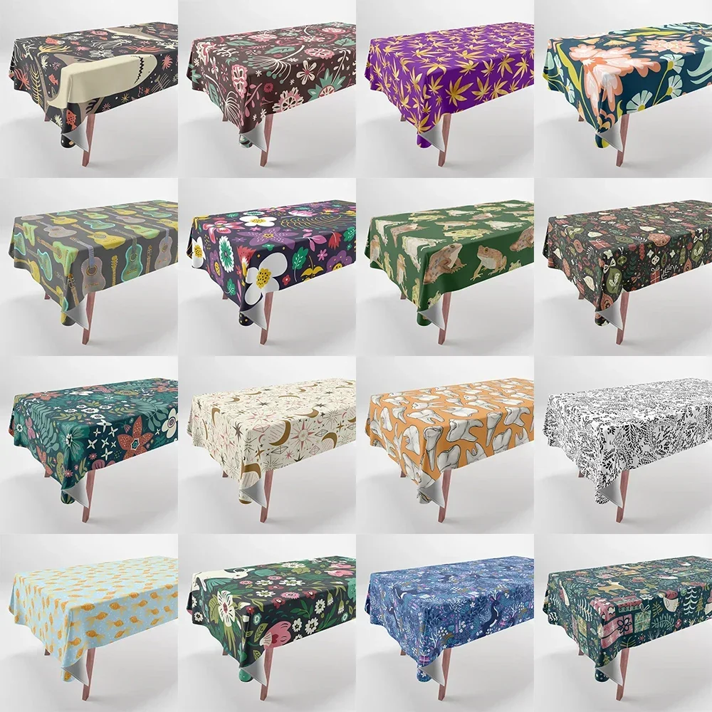 Boho Botanical Pattern Printed Tablecloth Home Decor Rectangular Party Stain Resistant Dust Cloth BBA174