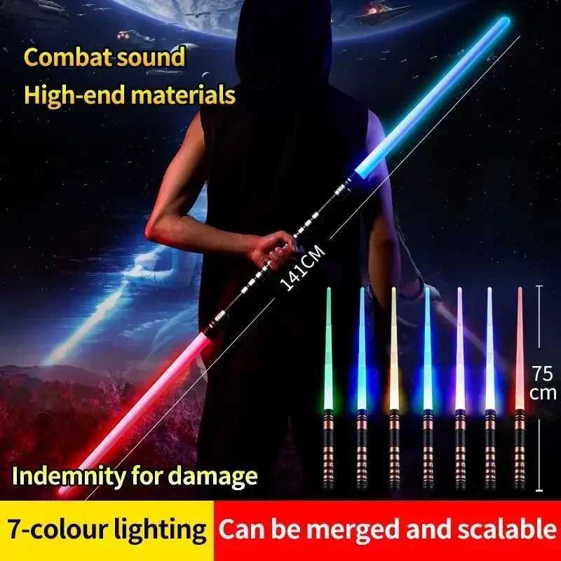 75cm RGB Light Saber 2 in 1 7-color/1 Color Lightsaber for 3+ Kids Laser Sword Toy Party Glow Swords W241218