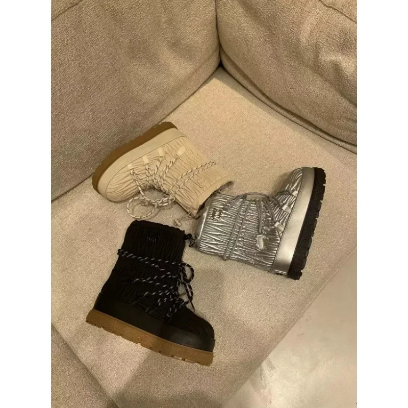 2025 autumn and winter thick snow boots womens casual fashion short tube strap thickened warm non-slip cotton boots 241218