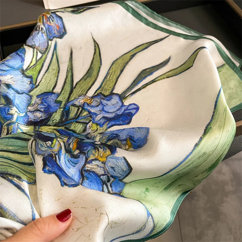 100% Real Silk Scarf Natural Shawl Wraps Women Ladies Fashion Scarves Foulard Bandana Square Headband Hijab 241218