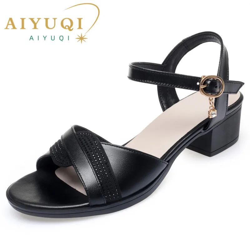 AIYUQI Women Sandals Genuine Leather Summer Wedge Women Shoes Large Size Casual Sandals Ladies